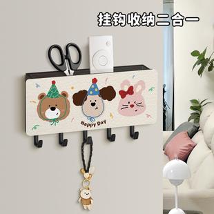 可爱卡通钥匙挂钩一排入户门后收纳置物架创意免打孔墙上无痕粘钩