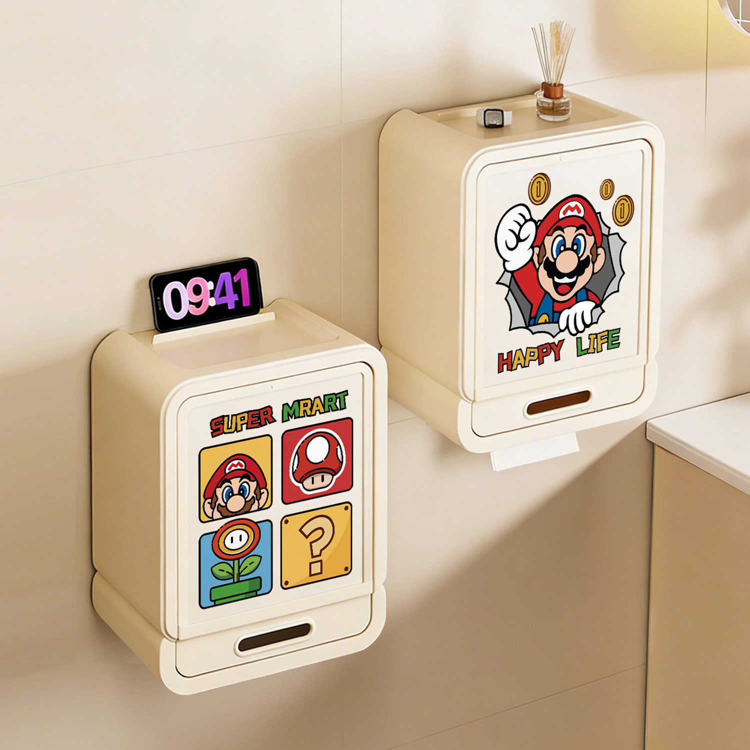 马里奥卫生间壁挂式纸巾盒高级感厨房抽纸盒厕所卷纸巾架卷纸筒盒,收纳整理,纸巾盒,淘宝优惠券,粉丝福利购,淘宝优惠卷