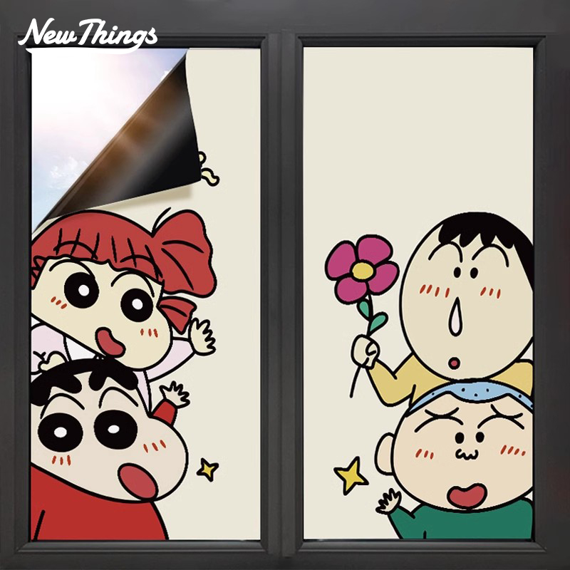卡通蜡笔小新遮光玻璃门窗装饰贴