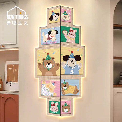 创意玄关装饰画 画2025新款客厅双面转角挂画 画儿童房墙面布置带