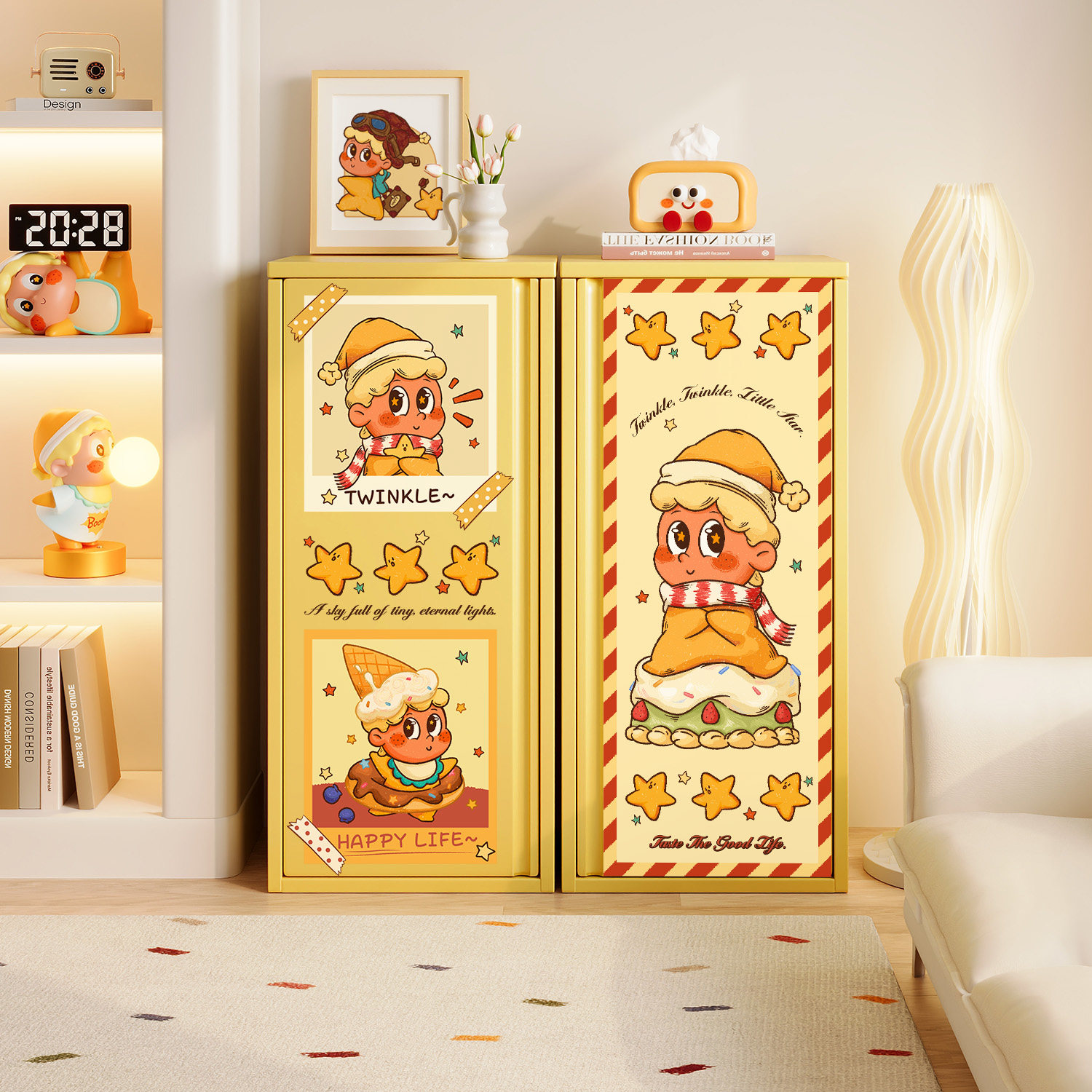 星星仔斗柜客厅靠墙收纳柜卧室钢制多层储物柜沙发边柜厨房置物架,住宅家具,斗柜,淘宝优惠券,粉丝福利购,淘宝优惠卷