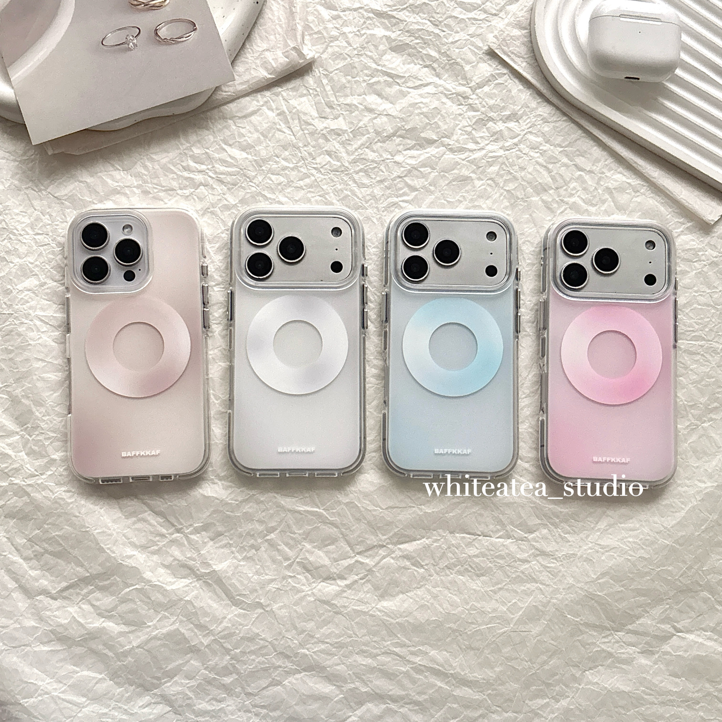 盐白茶ins简约纯色晕染CD碟片肤感磁吸适用苹果17ProMax手机壳iPhone16小众15新款14高级感13极简保护套情侣