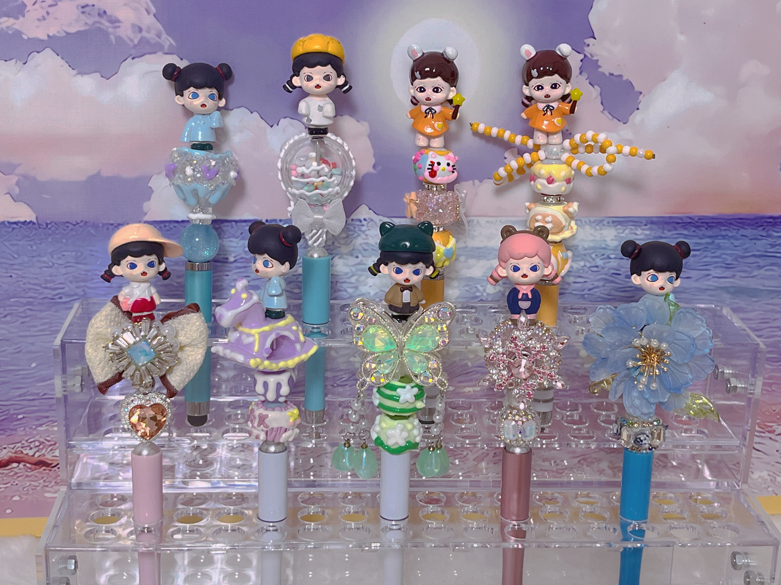 zoraa捣蛋日记萌粒（改娃）重工串珠笔多巴胺手工diy圆珠笔