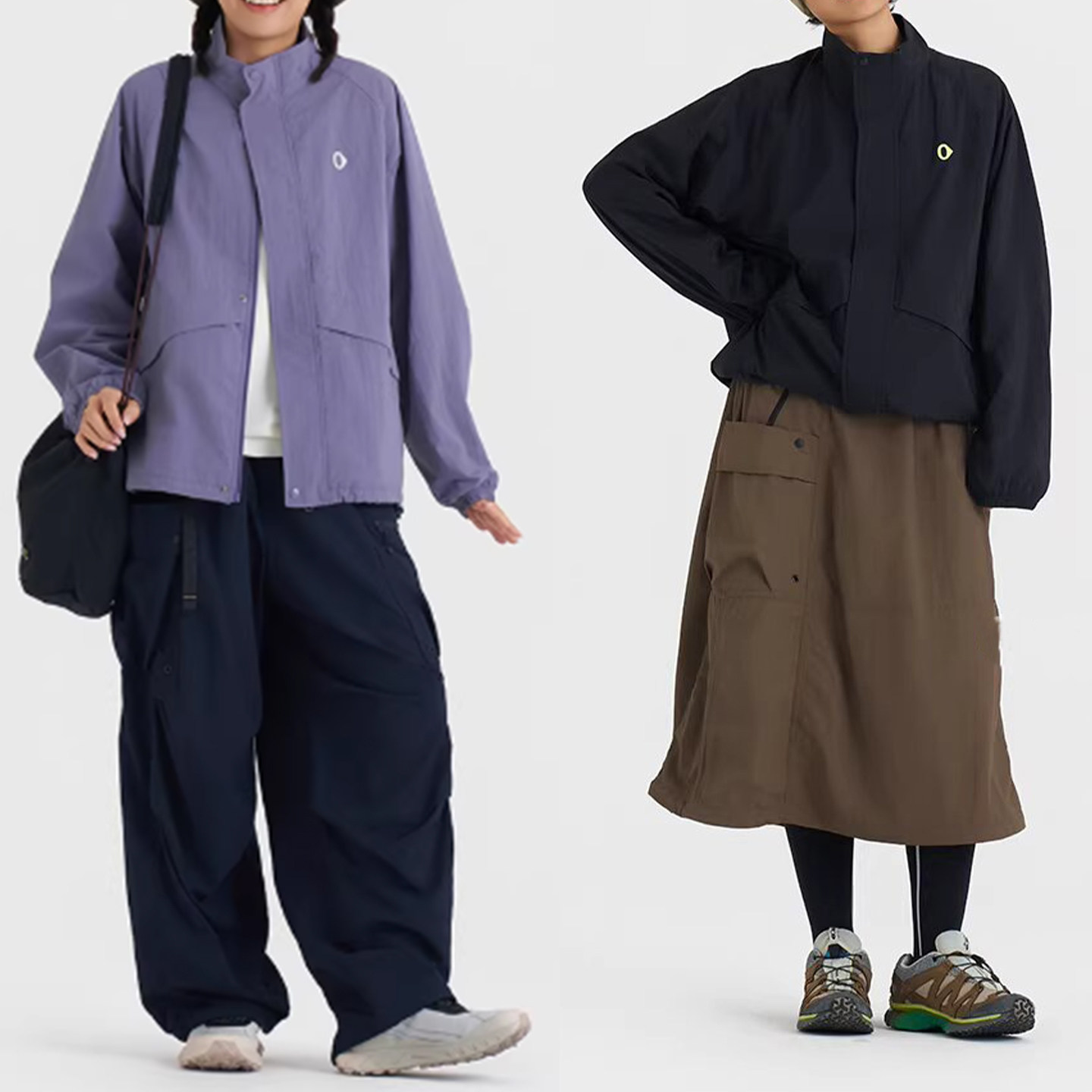 渃素然女春秋防泼水轻量双层外套