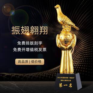 鸽子比赛奖杯定制雄鹰赛鸽地球信鸽信使金属树脂三关鸽王鸽主水晶