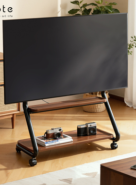 CABTE可移动电视机落地架子带轮推车会议一体机双子塔艺术支架