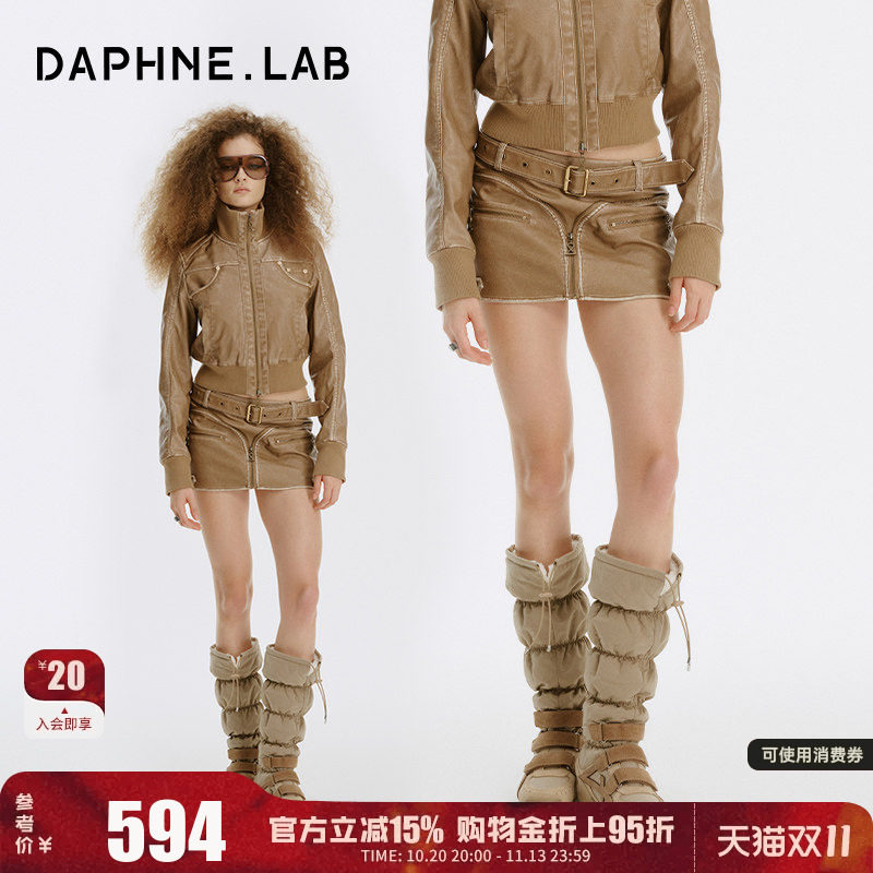 达芙妮lab26FW擦色牛仔短裙