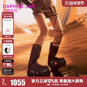 DAPHNELAB达芙妮方糖中筒靴机能西部靴显腿细