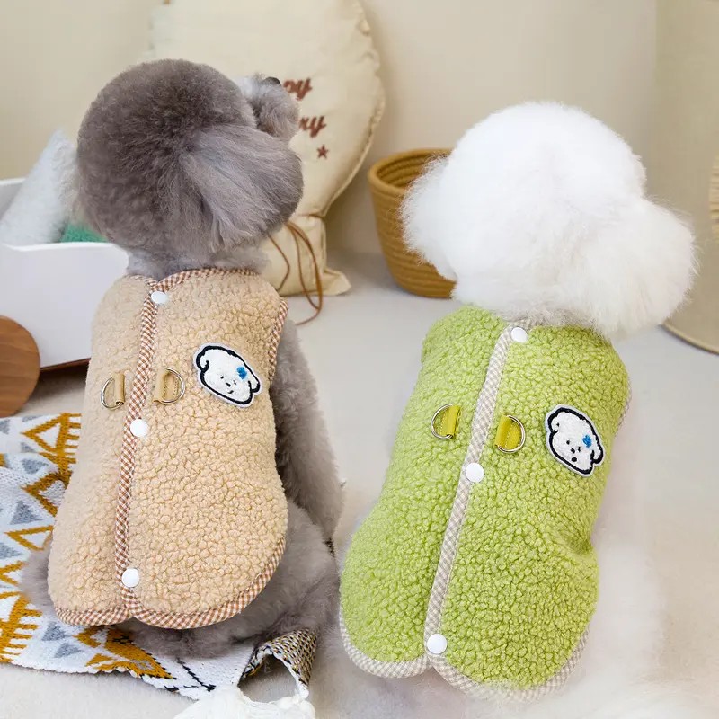 狗狗猫咪秋冬季保暖马甲泰迪比熊博美开扣可牵引宠物秋冬加厚衣服