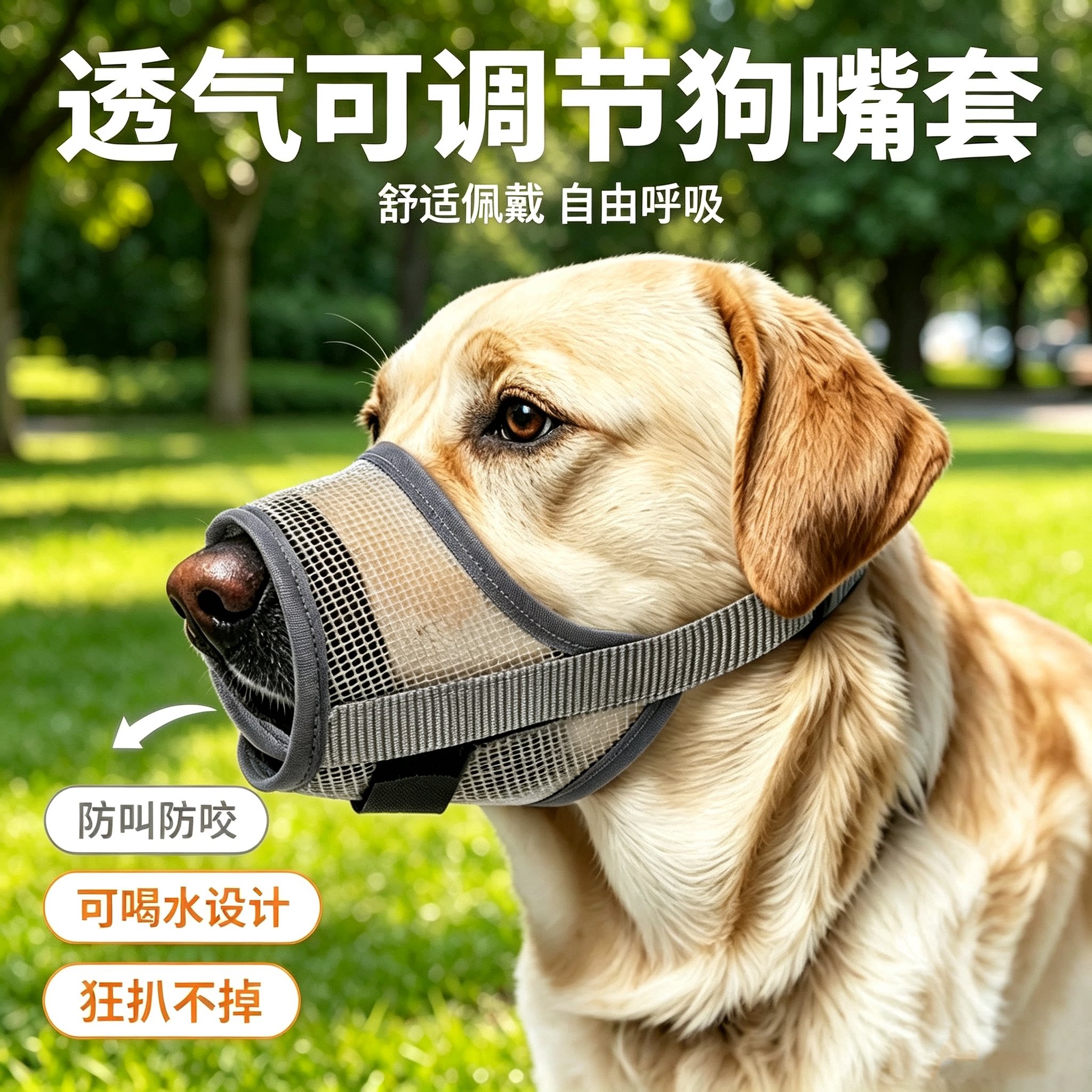 狗狗透气防吠护耳嘴套图片