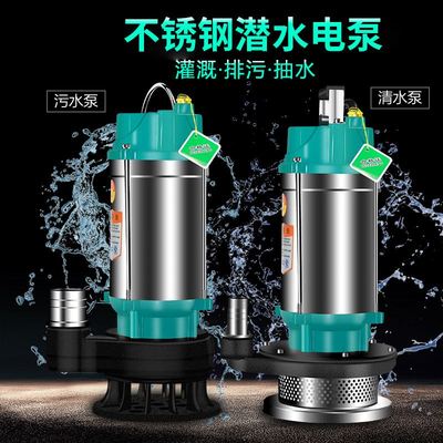 潜水泵不锈清水泵家用220V抽水机小型高扬程抽水泵农用灌溉污水泵