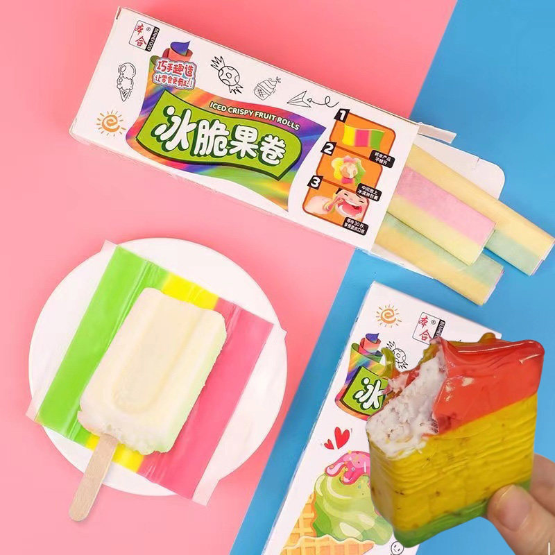 本合冰脆果卷脆皮冰淇淋软糖果汁卷软糖卷皮糖脆皮软糖果味卷皮糖