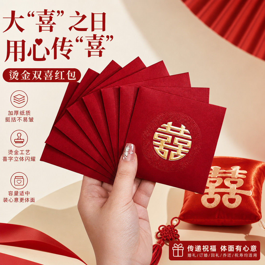 红包结婚专用订婚随份子小号迷你接亲堵门用2026新款高档喜字包
