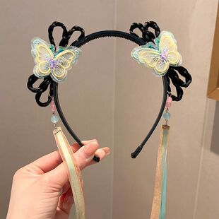 儿童发箍古汉服风爆款假发辫头箍宝宝蝴蝶结流苏发卡古风头饰儿童