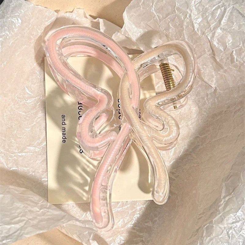 新款滴油渐变清新蝴蝶鲨鱼夹后脑勺抓夹少女心发饰头饰抓夹春夏