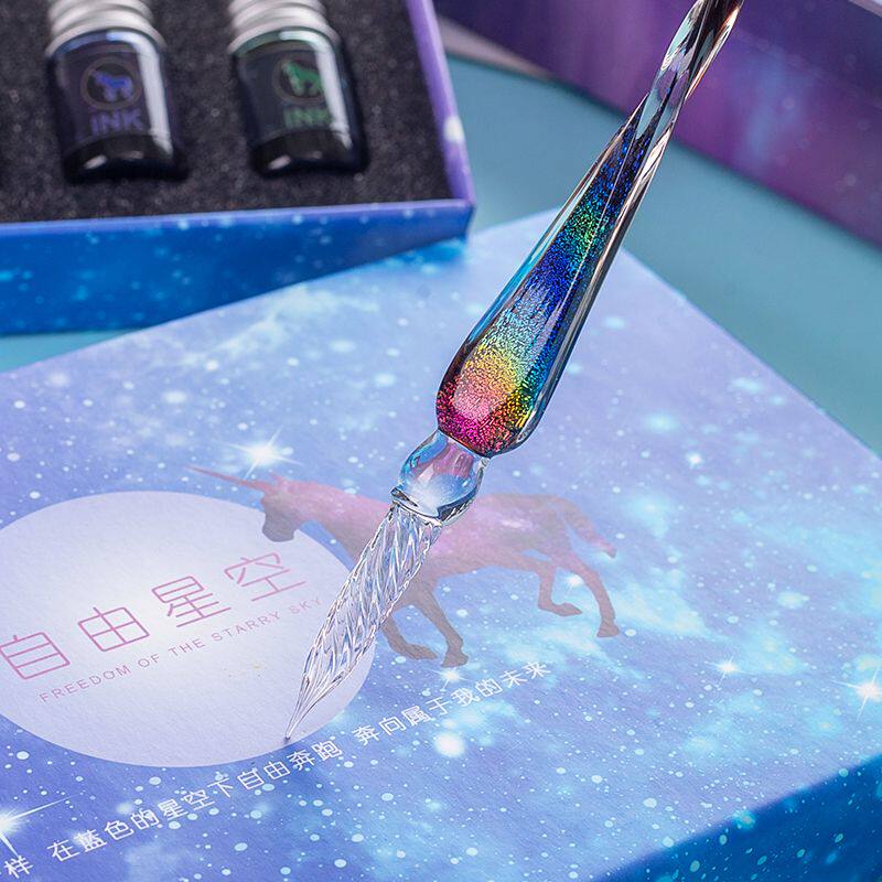 星空水晶玻璃笔蘸古风仙