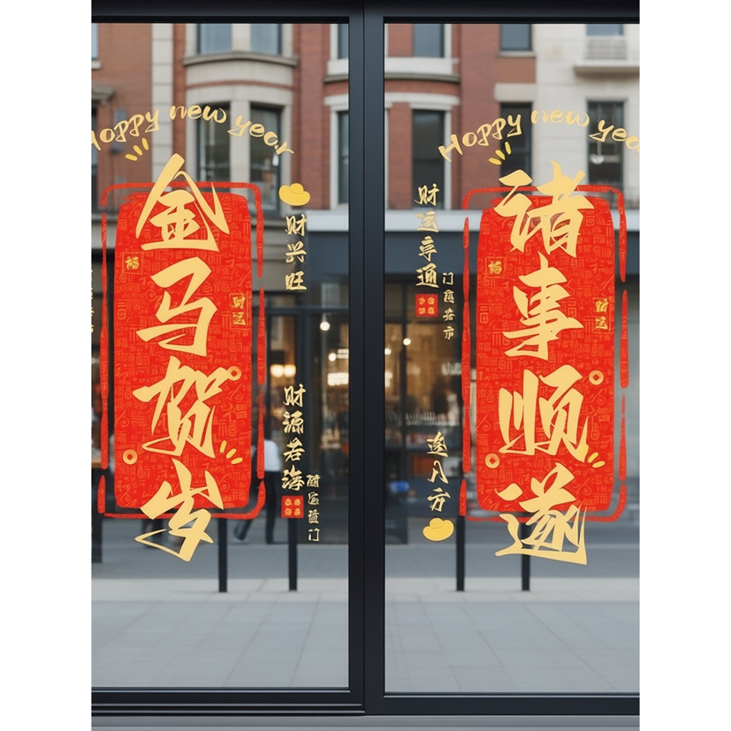 马年开门红气氛布置玻璃门贴纸橱窗窗贴装饰2026元旦春节静电窗花,节庆用品/礼品,喜字/剪纸/贴纸,淘宝优惠券,粉丝福利购,淘宝优惠卷