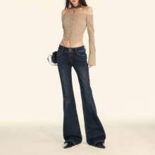 worxurnn/无须美式复古辣妹bm低腰微喇拖地牛仔裤女