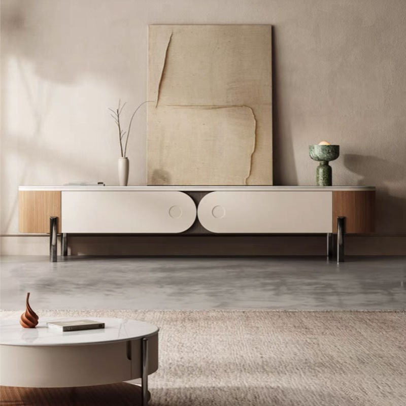 YDD茶几意式极简多功能可升降储物茶几电视柜组合复古客厅微晶石