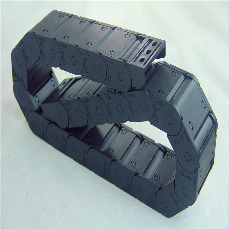 CNWSL全封闭式塑料拖链厂家 拖链型号25*57全黑轻型封闭尼龙拖链