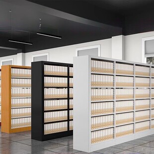 钢制书架图书馆学校书店档案室阅览室单双面资料架档案架落地加厚