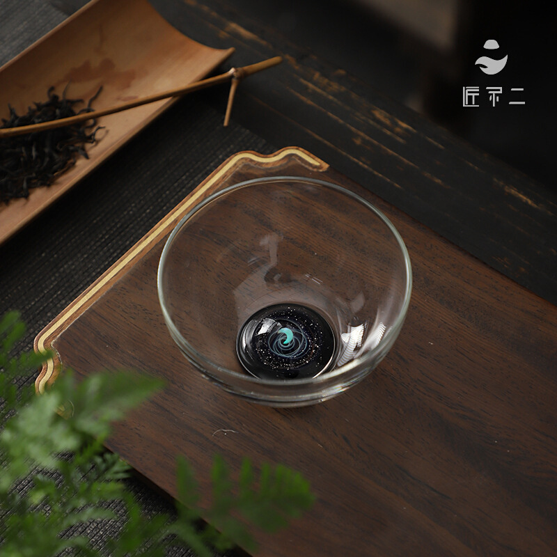 匠不二日月同辉主人杯茶杯茶盏斗笠主人杯玻璃品茗杯专用个人单杯