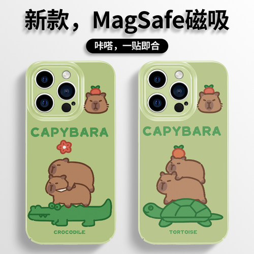 水豚卡通苹果手机壳情侣