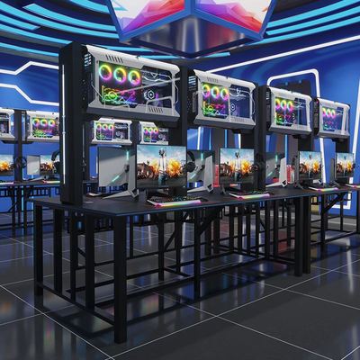 网吧网咖新款风冷一体电脑机箱桌子电竞酒店电竞馆上下层双人桌椅