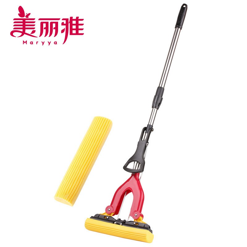 比翼鸟胶棉地拖对折挤水v拖把海绵泡沫吸水家用拖把超市版