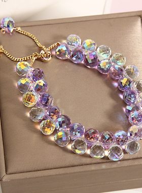 气质水晶编织双层手链女小众设计个性手镯简约学生闺蜜网红手饰品