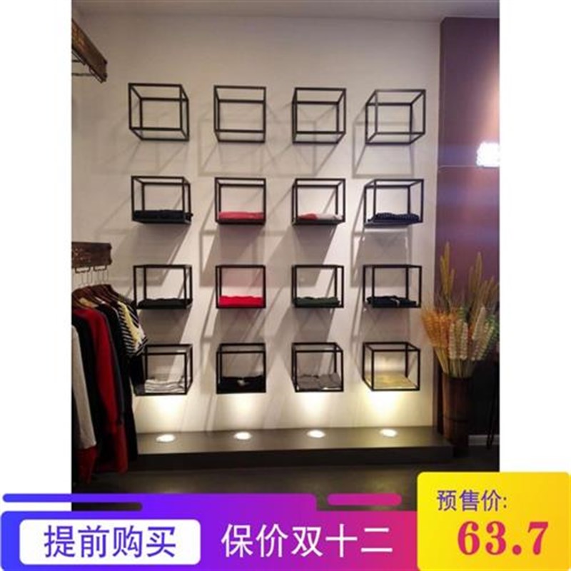 创意鞋店鞋架展示架上墙服装店包B架悬挂货架橱窗精品防尘玻璃鞋