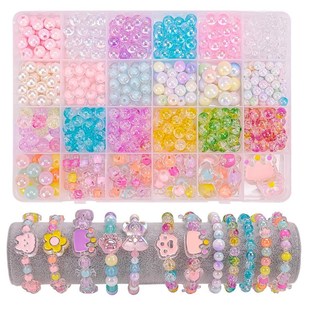 儿童串珠手工diy材料包女孩水晶手链项链手串女童穿珠子益智玩具