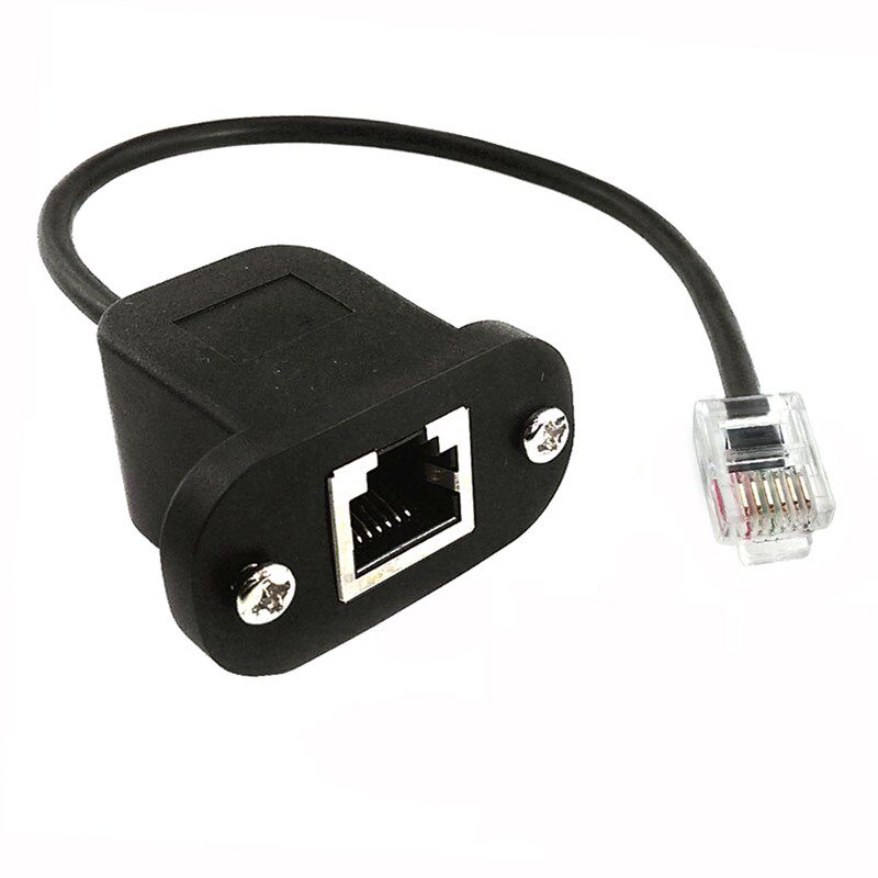 面板型RJ11 RJ12母带螺丝/帽机箱面板安L装线延长线水晶头6P电话