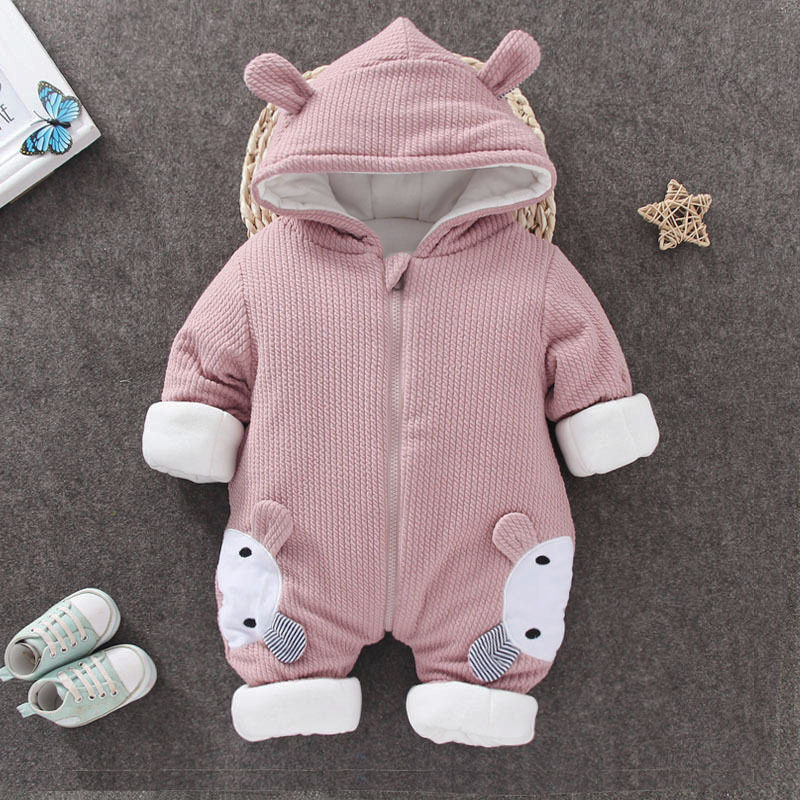 0一6月新生婴儿儿衣服冬装连体衣加厚保暖冬天女宝宝冬季棉服外穿