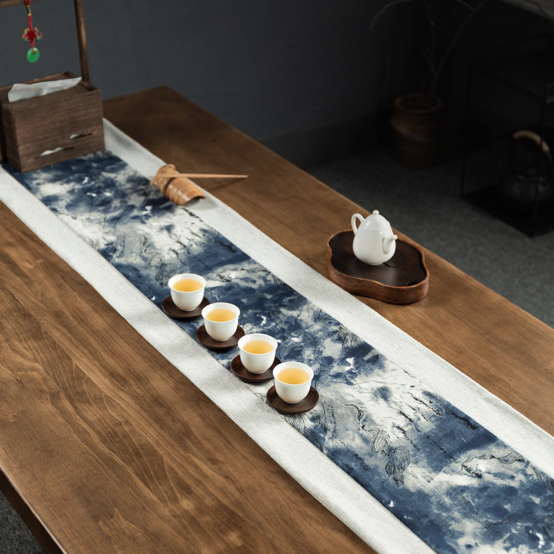 茶席麻布中国风禅l意茶道棉麻布艺茶巾茶垫子复古中式茶旗桌布桌