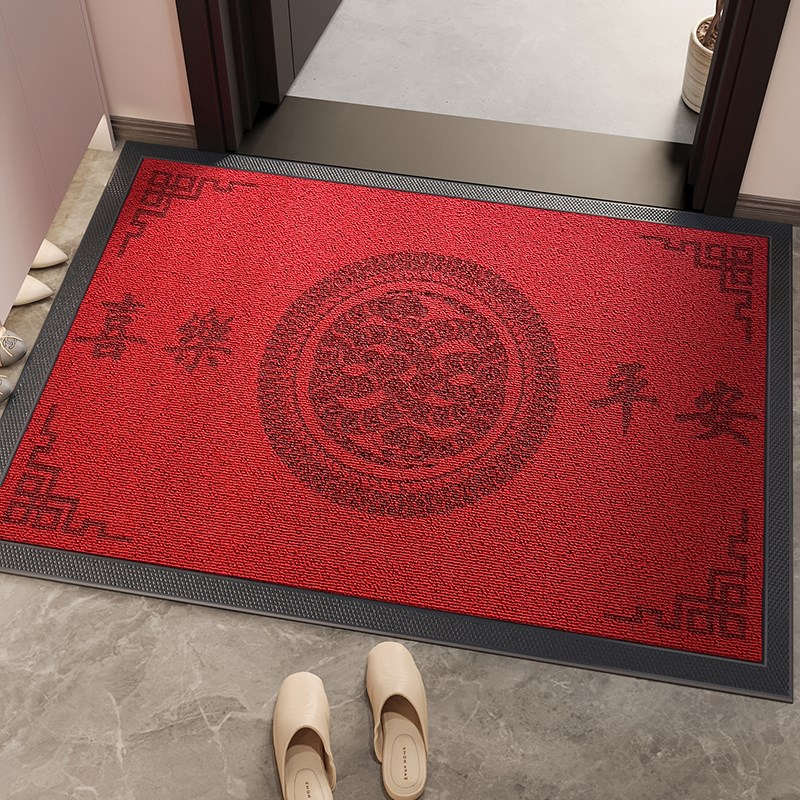 别墅大门口高端红色入户门地垫耐脏免洗地毯玄关防滑高级感蹭脚垫