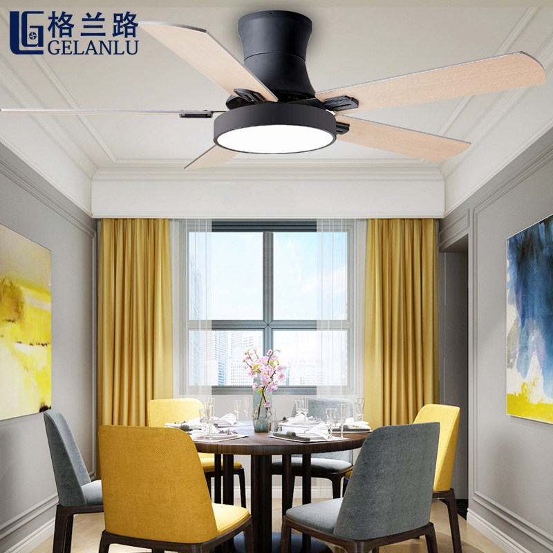 北欧吊扇灯吸顶式客厅加带吊灯一体歺厅电扇灯餐厅电风扇灯扇110V