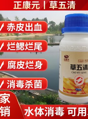 草五清水产养殖草鱼鲫鱼暴发性鱼塘鱼用出血烂鳃赤皮肠炎打印腐皮