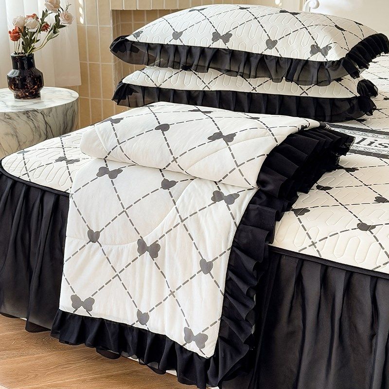 夏季冰丝乳胶凉席四件套2025新款a类母婴级床裙款空调席子三件套