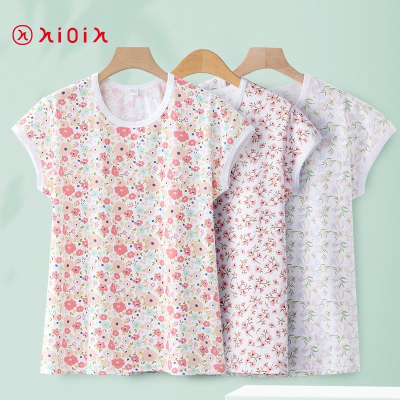 中老年纯棉女士短袖宽松全棉背心内衣汗衫t恤夏季薄款老人打底衫