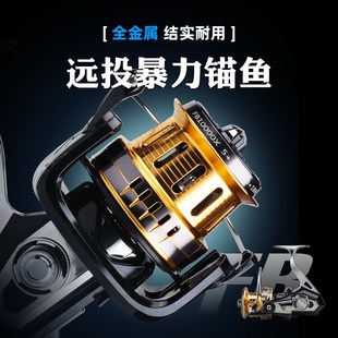 哈斯達全金屬紡車輪無間隙海竿錨桿遠投海釣J10000型防海水魚線輪