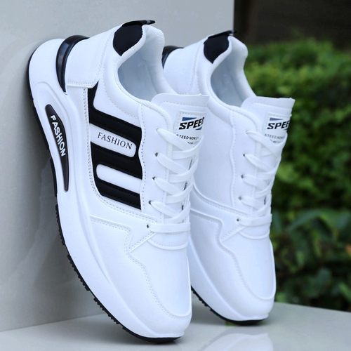 男鞋秋季防水2023新款皮面老爹鞋百搭防臭运动休闲男款跑步小白