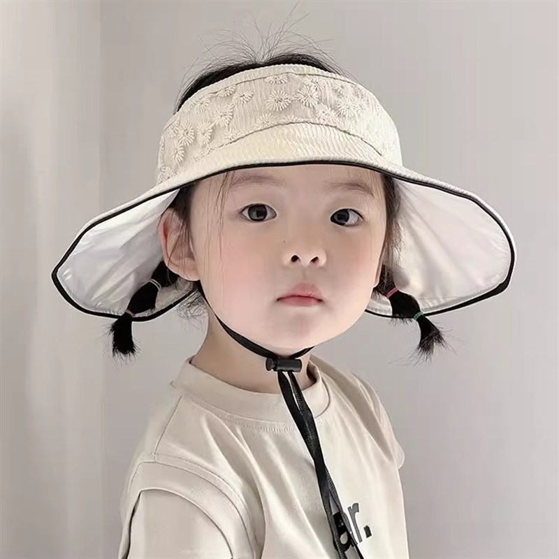 儿童帽子春夏款空顶帽韩版甜美透气遮阳帽宝宝大檐防晒帽太阳帽潮