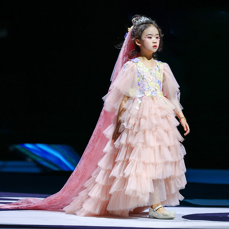 女童连衣裙2024新款高端气质儿童走秀晚礼服舞台小女孩钢琴演出服
