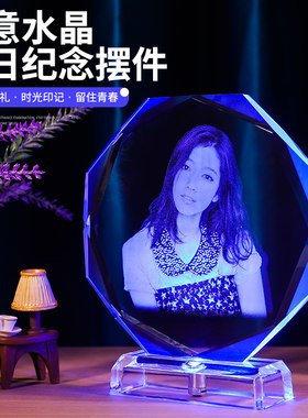 琉璃锤子玻c璃画定制相框相册 生日礼物女生 男生送女朋友老婆照