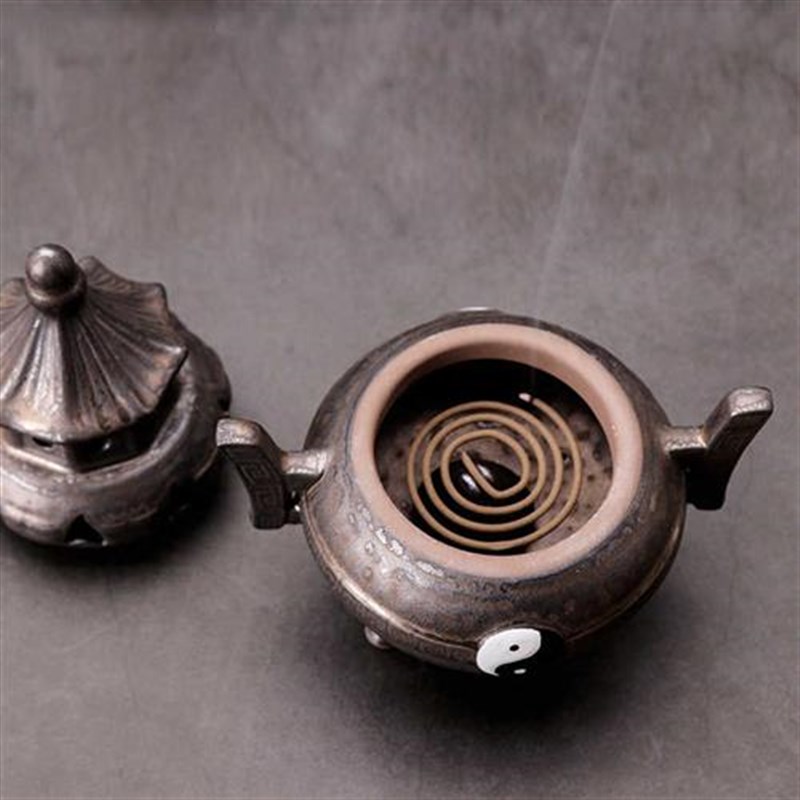 创意陶瓷仿古盘香炉太极八卦塔香香薰炉室内茶道配件禅意家居摆件