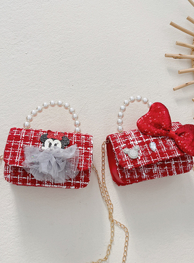 儿童新年红色包包宝宝拜年包新款洋气小女孩单肩包女童斜挎包手拎