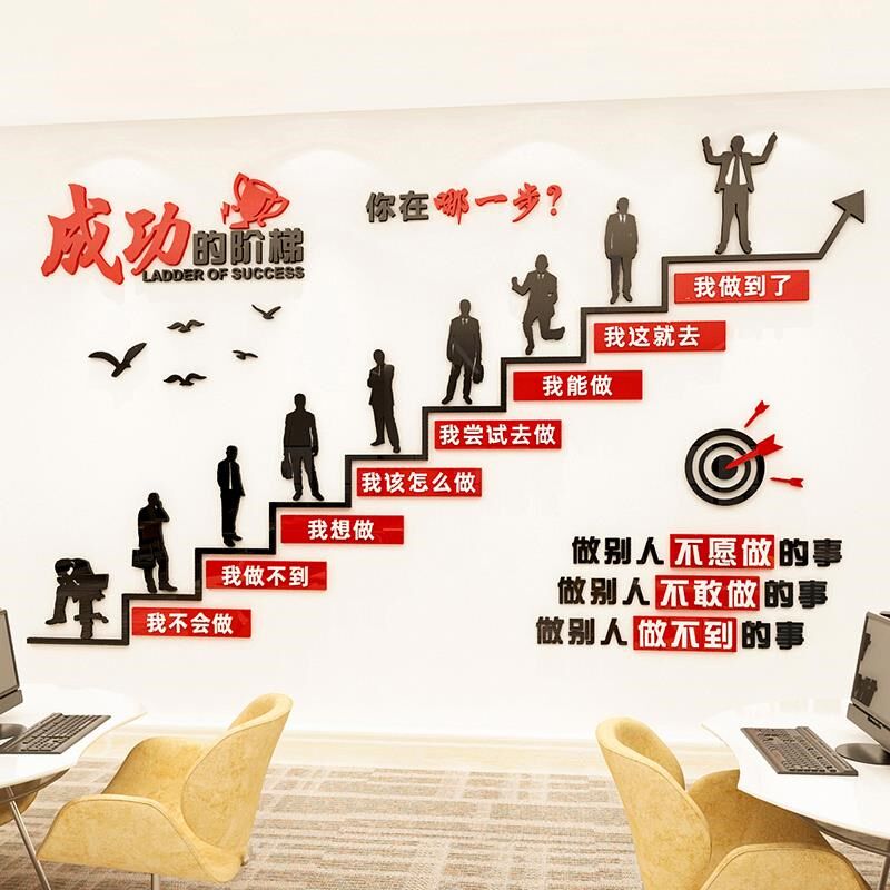 成功的阶梯励志墙贴亚克力立体标语公司企业文化墙面.办公室装饰