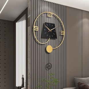 客厅挂钟轻奢风2025新款挂墙时钟现代简约时尚创意免打孔家用钟表