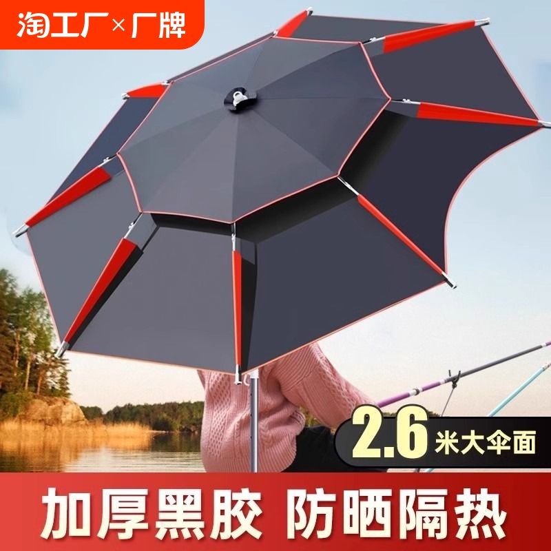 钩鱼专用伞遮阳伞大伞钓伞防x暴雨太阳伞用的伞钓鱼伞地插拐杖防